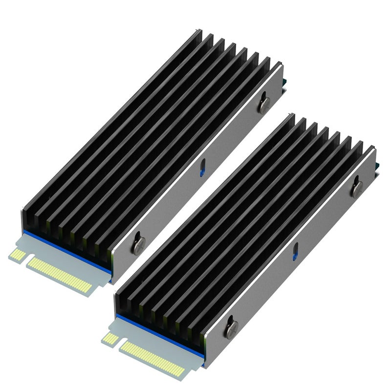 GLOTRENDS M.2 Heatsink with M.2 Screws and Thermal Pads for Single/Dual Sided Chip M.2 SSD, PC/PS5/PS5 Slim Installation(2 Packs) - Image 1
